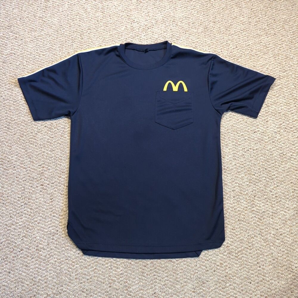 McDonald’s Employee Peeking Arch Crewneck T Shirt Mens Small Blue Uniform Work